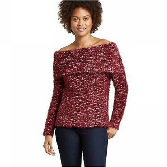 Boutique Off-the-Shoulder Eyelash Sweater - Picture 1 of 3